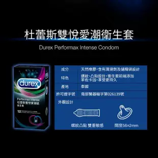 【Durex 杜蕾斯】雙悅愛潮裝保險套12入*4盒(共48入 保險套/保險套推薦/衛生套/安全套/避孕套/避孕)