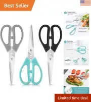 Kitchen Shears Scissors, 3-Color Stainless Steel Dishwasher Safe Food Scissor...