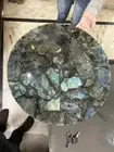 Round Labradorite Stone Coffee Table Handmade Gemstone Furniture for Your Home