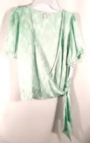 Nine West the silky tie front blouse blue XL NWT