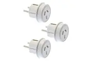 3PK Moki Travel Adaptor AUS NZ to Europe Bali Wall Adapter Power Plug Outlet WHT
