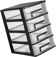 HAKIDZEL Multifunctional Drawer Type Storage Cabinet Plastic Organizer Box with Dustproof Design for Office Home Transparent White and Black for Cosmetics Sundries