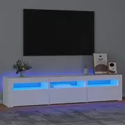 TV Cabinet, Entertainment Unit TV Stand TV Unit TV Cabinet with LED Lights White 180x35x40 cm