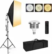 YISITONG Softbox Lighting Kit 20"x28"(50cm x 70cm), Photography Continuous Lighting Equipment Softbox Studio Lights with Dimmable 85W 3200K-5500K Light Bulbs for Portraits, Video and Product Shooting