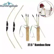 1/2Set 70cm/27.5 " Bamboo Bow with Arrows Archery Set for Kids Outdoor Shooting