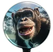 Chimpanzee Ape Retractable Badge Reel, Swivel or Slide ID Badge Clip Holder 6423