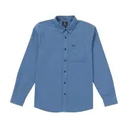Volcom Caden Solid Long Sleeve Men's Shirt, Blueberry, Large