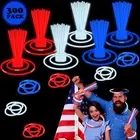 Bulk Patriotic Red White Blue Glow Sticks 300 PCS,Light Up Bracelets Necklace...