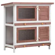 Outdoor Rabbit Hutch 4 Doors Brown Wood vidaXL