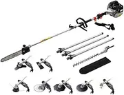 Giantz Pole Saw, 62cc Hedge Trimmer Brush Cutter Poles Tree Pruner Chainsaw Cordless Petrol Hand Power Chainsaws Home Garden Farm Whipper Snipper Tool Saws, with Allen Key Battery Charger 9 in1