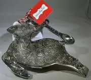 Mudpie Holiday Magic Reindeer Dip Cup Spoon Set Rustic Metal Holiday NWT Mud Pie