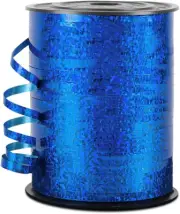 500 Yards 3/16" Shiny Laser Curling Ribbon Blue, Metallic Balloon String 1 Roll