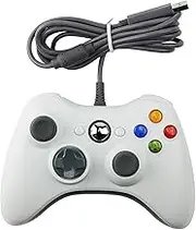 Controller Remote Gamepad For Xb&ox 360 Wired Game Controller USB Wired Jo&ys&tic Gamepad for Mi&cr&os&oft Xb&ox 360, PC Windows 7,8,10 with Dual-Vibration Turbo(White)