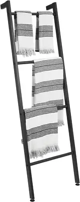 Metal Wall-Leaning Towel Ladder for Bathroom - 4-Level Decorative Ladder Rack an