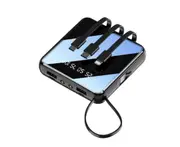 S24 Mini Self-contained Cable Lanyard Mirror Mobile Phone Charging Treasure 20000 MA Digital Display Mobile Power with Lighting
