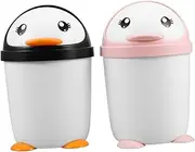 SHOWERORO 2pcs Small Desk Garbage Can Kawaii Mini Trash Can Set Desktop Waste Bin Removable Lid for Home Office