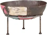 Colourful Rustic Fire Pit 60 cm Iron – Portable Outdoor Firepit for Patio Garden, Smokeless Bonfire with Heat Radiating Deep Bowl & Easy Carry Rings