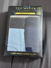 TED BAKER Men Size S Premium Soft Modal 2-Pack Classic Boxer Briefs Blue- Navy
