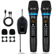 Dual Wireless Microphones Rechargeable, UHF Metal Wireless Mic System Cordles...