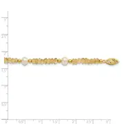 14K Yellow Gold 14Ky Freshwater Cultured Pearl & Citrine Necklace