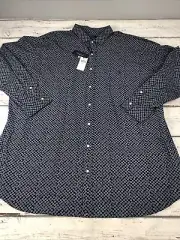New Polo Ralph Lauren Shirt Mens 4XLT Blue Pattern Stretch Button Up NWT