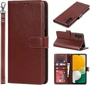 Cavor for Samsung Galaxy A13 5G Wallet Case for Women Flip Folio Kickstand PU Leather Case with Card Holder Wristlet Hand Strap Stand Protective Cover for Galaxy A13 5G 6.5'' Phone Cases-Brown