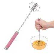 Stainless Steel Whisk, 11.6 Inch Semi-Automatic Whisking Tool, Pink