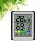 Touch Screen Luminous Indoor Digital Thermometer Hygrometer with Clock for Home