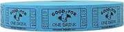 INDIANA TICKET COMPANY Blue Drink Roll Tickets, 2000 Single Tickets, 1x2, Admission, Events, Fundraisers & Prizes