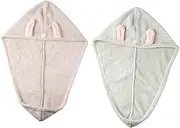 HONITANO 2pcs Rabbit Hair Hats Quick Drying Towels for Home Gym Travel Soft Comfortable Hair Drying Caps for Adults for Bathing Makeup Face Washing