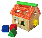 Classic Wooden Educational shape sorting House toy preschool kid learn Colors
