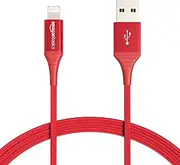 Amazon Basics Nylon Braided Lightning to USB A Cable - MFi Certified iPhone Charger, Red, 91.2 cm