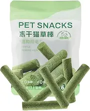 Cat Grass Sticks, 6Pcs/Bag Cat Treats for Indoor Cats, Natural Freeze Dried Chicken Teething Stick, Catnip Toys, Edible Chew Toys for Teeth Cleaning and Hairball Removal