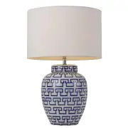 Ting Modern Table Desk Lamp Light Fabric Ceramic Blue White