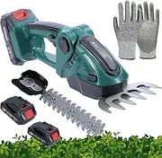 2-in-1 Mini Hedge Trimmer, Cordless Grass Shears, 90° Rotatable Handle，with 22cm Length Lawn Scissors and 13cm Width Lawn Scissors, for Garden, Yard，Shrub, Lawn Trimmin