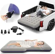 Sunsdrew 2025 Upgraded T*ruck Air Bed Mattress for 5.5-6.5Ft Full-Size Inflatable Mattress Short Truck Beds with Built-in Pillow Adjustable Air Mattress for Camping,Home,Truck Tent Accessories(Blue)