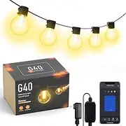 Cozylady Festoon Lights Outdoor 50FT, String Light with 25+5 G40 LED Bulbs, Waterproof Shatterproof Plug-in Outdoor Light, 2700K Warm White Fairy Light for Garden Yard Wedding Party Balcony Backyard