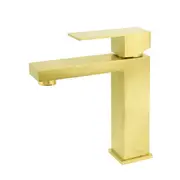 WELS Brushed Gold Basin Mixer Faucet Hot Cold Tap Kitchen Laundry Vanity Square