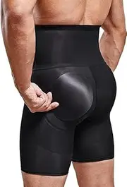 [Generic] Men's Shapewear Underwear Tummy Control Shorts Shapewear High Waist Slimming Body Shaper Girdle Compression Padded Underwear Boxer Briefs Black