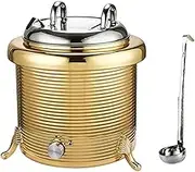Commercial 13L Stainless Steel Soup Warmer Kettle - Adjustable 30-80°C Buffet Food Warmer with Lid & Spoon for Restaurants, Large Families Gold