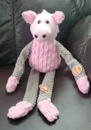 Fofos 17" Pig Dod Toy w/Squeaker,Crinkle & Rope Arm Tug Interactive New