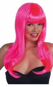 Long Neon Bob Wig with Fringe