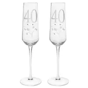 2PK Gibson Gifts 40 Birthday Crystal Champagne Glass Toasting Drinkware Clear