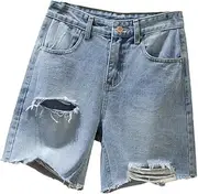 [Generic] Women's Summer Denim Shorts Straight Half Jeans Short Pants Loose Pants