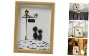 Sea Glass Framed Art Decor with Pebbles Art Love - Lover and Streetlight on