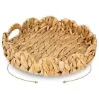 Serving Tray With Handles Rattan 12.5 Inches Turntable Round Wicker For Coffee