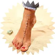 [Yienate] Boho Crystal Anklet Bracelet Rhinestone Anklet Ankle Chain Beach Fashion Foot Jewellery for Women and Girls