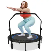 ADVWIN 48-inch Foldable Trampoline with Adjustable Handle, Fitness Jump Trampoline Blue
