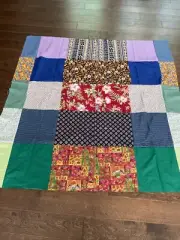 Handmade Machine Sewn Quilt Top Multicolor Blocks Unfinished 59X59 QCK