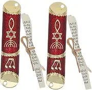 SOLUSTRE 2Sets Elegant Metal Mezuzah with Kosher Scroll Artistic Jewish Door Blessing for Home Decor Thoughtful for Weddings and Housewarmings Cultural Appreciation Decor